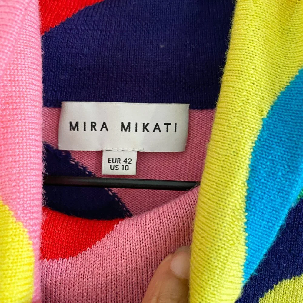 SOLD Mira Mikati Rainbow Wavy Stripe Merino Wool Turtleneck Sweater - Picture 7 of 7